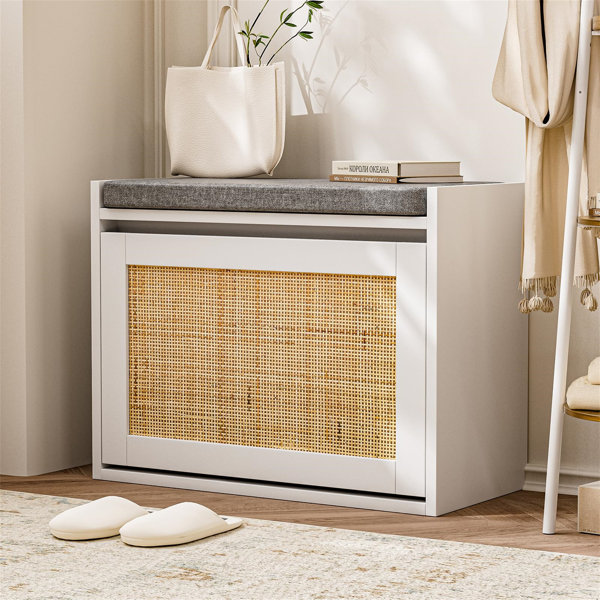 Latitude Run® Rattan Shoe Storage Bench Wayfair